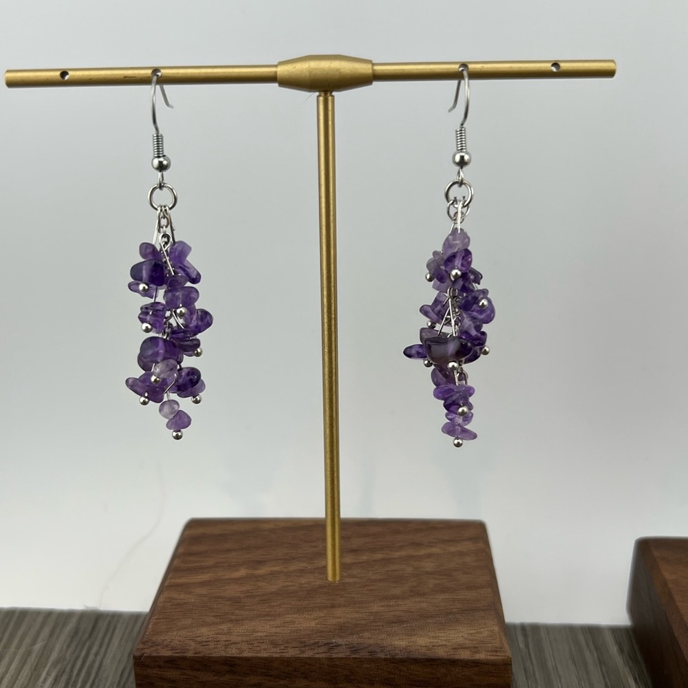 Elegant Purple Cluster Earrings